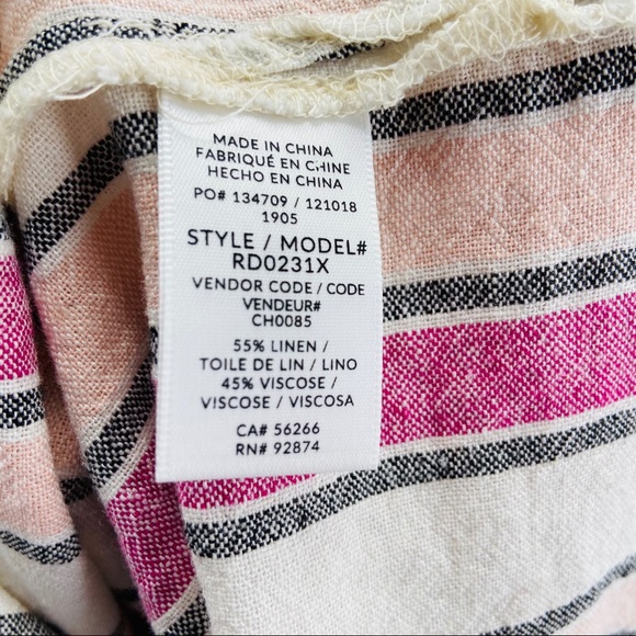 Splendid Pink Ivory Striped Linen Midi Dress New - Picture 5 of 7